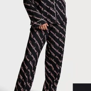 Victoria Secret Black and Pink Logo Pajama Set